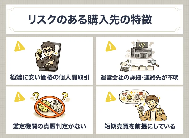 リスクがあるアンティークコインの購入先の特徴