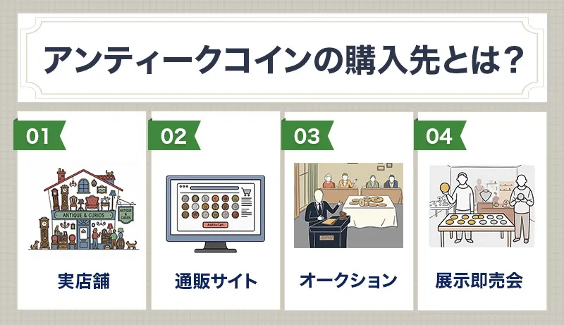 アンティークコインの主な購入先