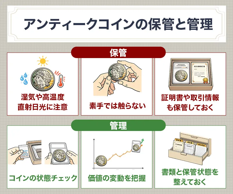アンティークコインの保管と管理の基本