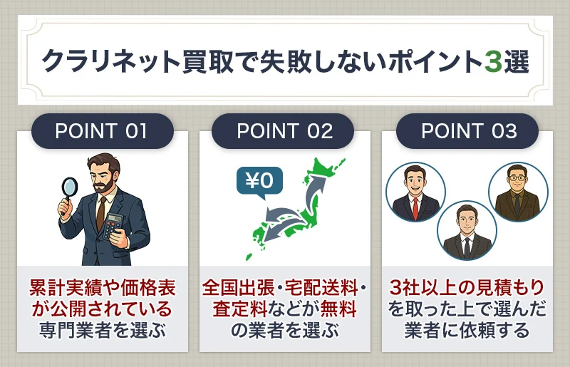 クラリネット買取で失敗しないポイント3選