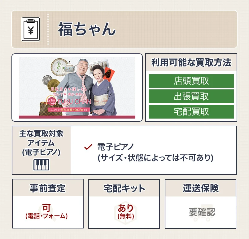 福ちゃんのピアノ買取のスペック画像