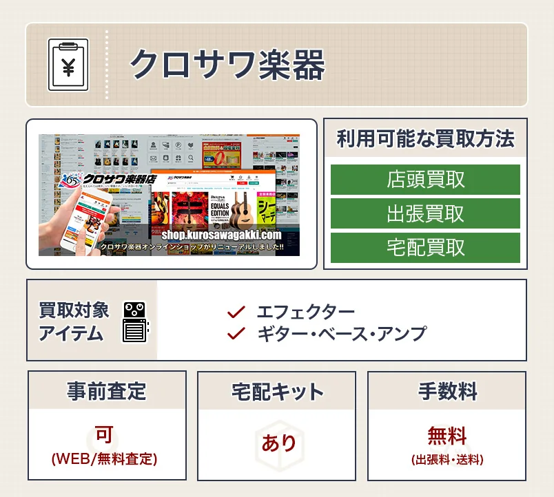 クロサワ楽器のスペック表