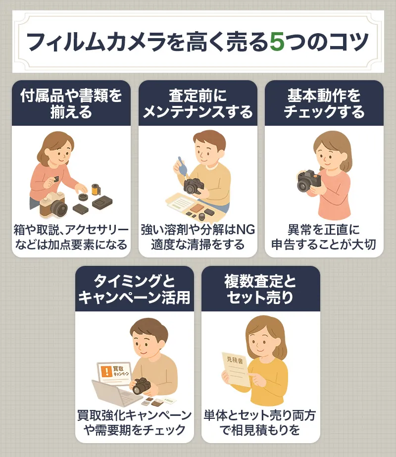 フィルムカメラを高価買取してもらう5つの準備・ポイント