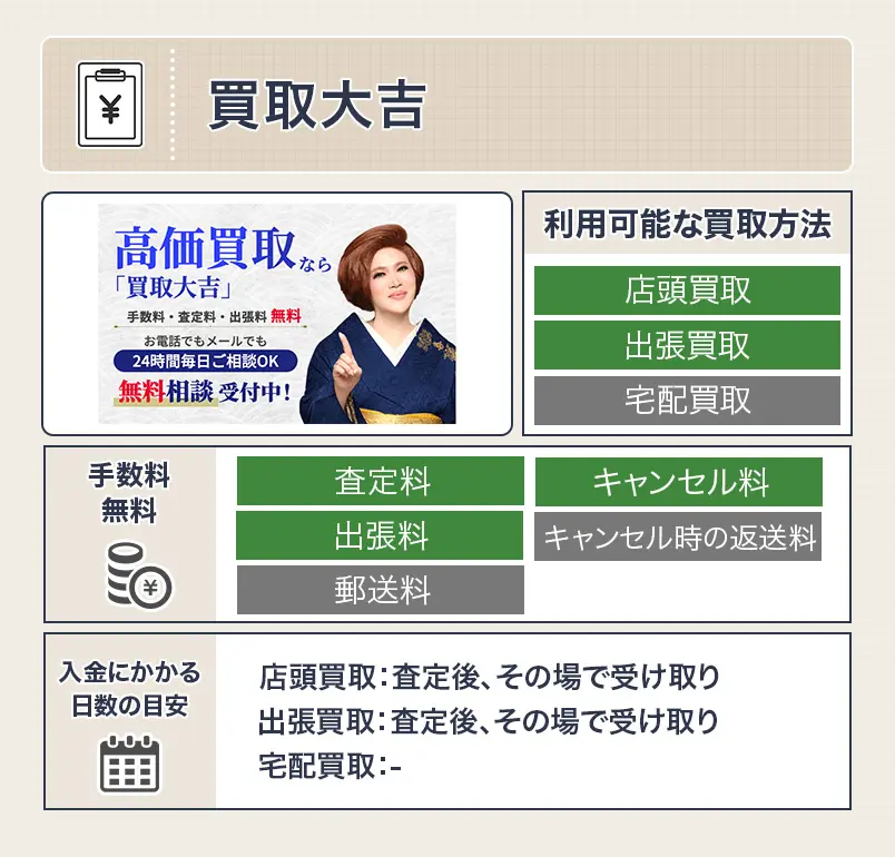 買取大吉の大島紬買取のスペック画像