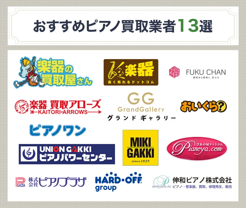 ピアノ買取の最新おすすめ業者13選