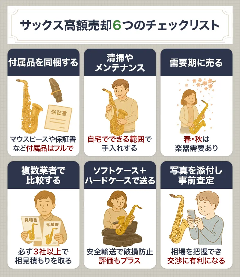 サックスを高く売る6つのチェックリスト