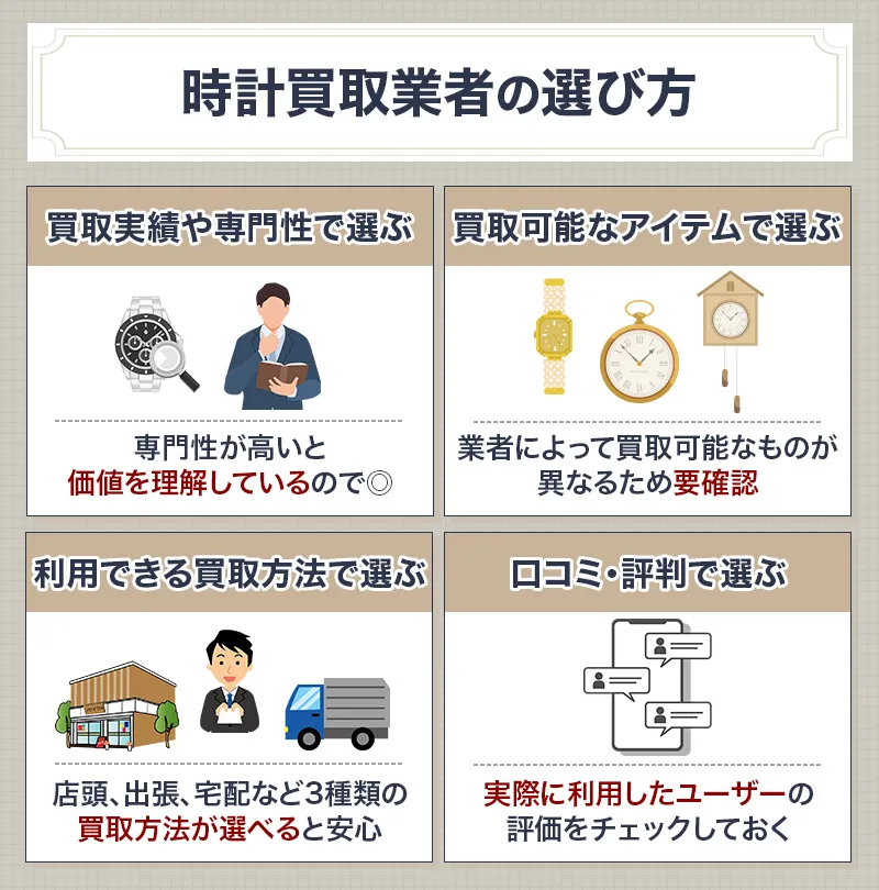 時計買取業者の選び方