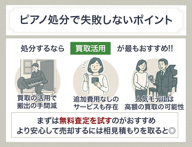 ピアノ処分で注意すべきポイント